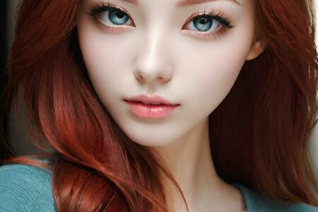 AI girl with red hair wallpaper