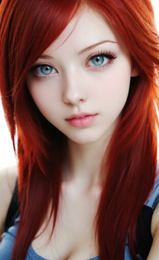 AI girl with red hair wallpaper
