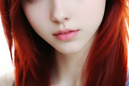 AI girl with red hair wallpaper