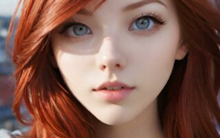 AI girl with red hair wallpaper