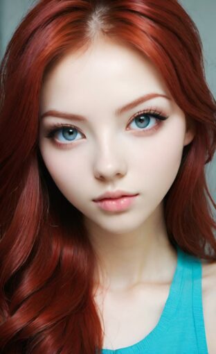 AI girl with red hair wallpaper