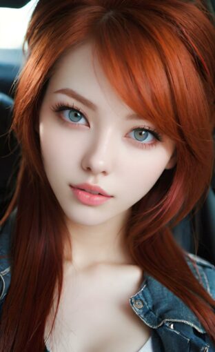 AI girl with red hair wallpaper