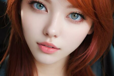 AI girl with red hair wallpaper