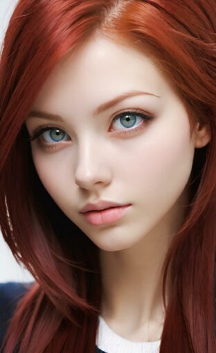 AI girl with red hair wallpaper