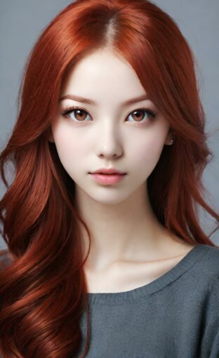AI girl with red hair wallpaper