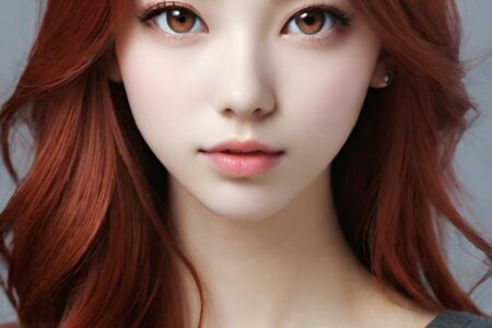 AI girl with red hair wallpaper