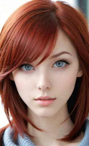 AI girl with red hair wallpaper