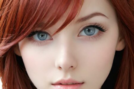 AI girl with red hair wallpaper