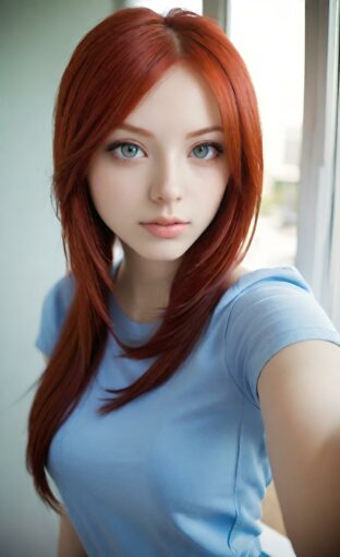 AI girl with red hair wallpaper