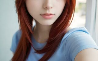 AI girl with red hair wallpaper
