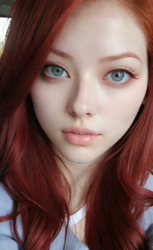AI girl with red hair wallpaper