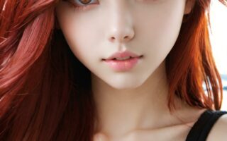 AI girl with red hair wallpaper