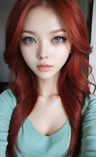 AI girl with red hair wallpaper
