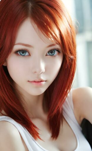 AI girl with red hair wallpaper