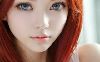 AI girl with red hair wallpaper