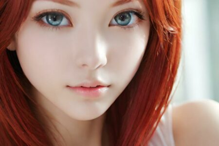 AI girl with red hair wallpaper