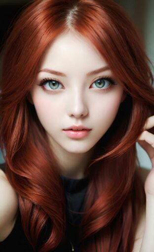 AI girl with red hair wallpaper
