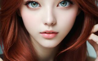 AI girl with red hair wallpaper