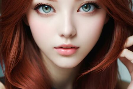 AI girl with red hair wallpaper