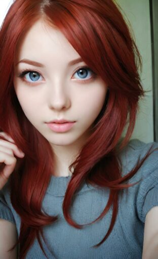 AI girl with red hair wallpaper
