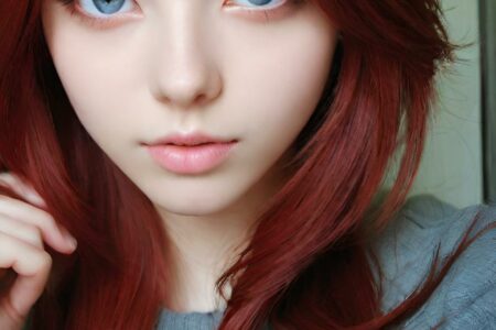 AI girl with red hair wallpaper