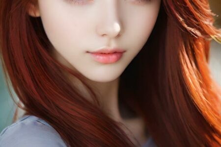 AI girl with red hair wallpaper