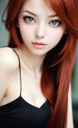 AI girl with red hair wallpaper