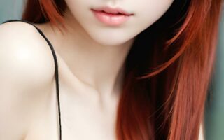 AI girl with red hair wallpaper