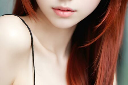 AI girl with red hair wallpaper