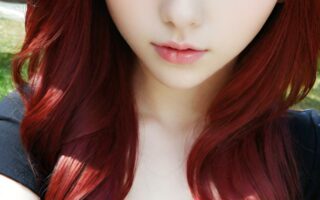 AI girl with red hair wallpaper