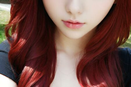 AI girl with red hair wallpaper