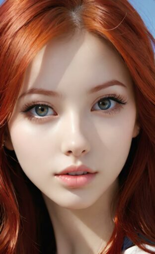 AI girl with red hair wallpaper