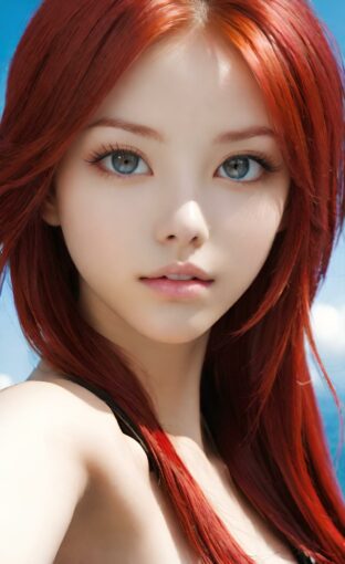 AI girl with red hair wallpaper