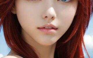 AI girl with red hair wallpaper