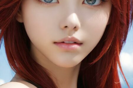 AI girl with red hair wallpaper