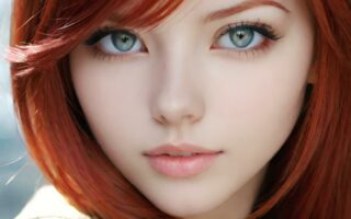 AI girl with red hair wallpaper
