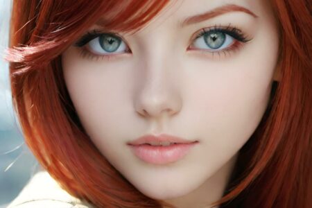 AI girl with red hair wallpaper