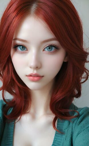 AI girl with red hair wallpaper