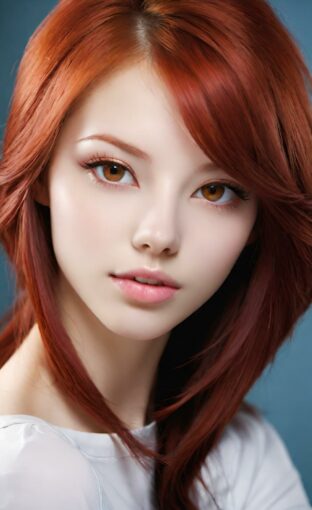 AI girl with red hair wallpaper