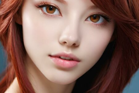 AI girl with red hair wallpaper