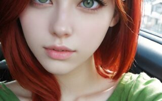 AI girl with red hair wallpaper