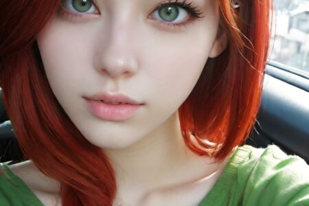 AI girl with red hair wallpaper