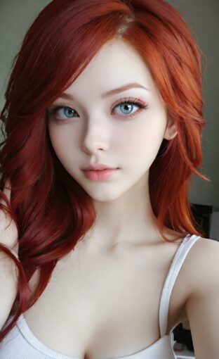 AI girl with red hair wallpaper