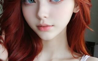 AI girl with red hair wallpaper