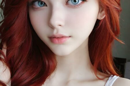 AI girl with red hair wallpaper