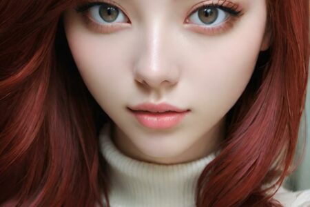 AI girl with red hair wallpaper