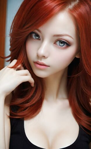 AI girl with red hair wallpaper