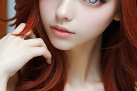 AI girl with red hair wallpaper