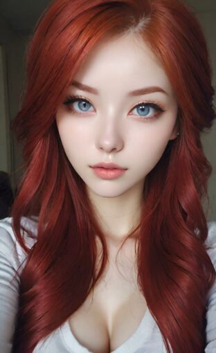 AI girl with red hair wallpaper