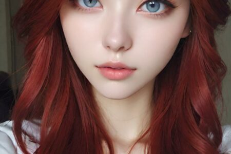 AI girl with red hair wallpaper